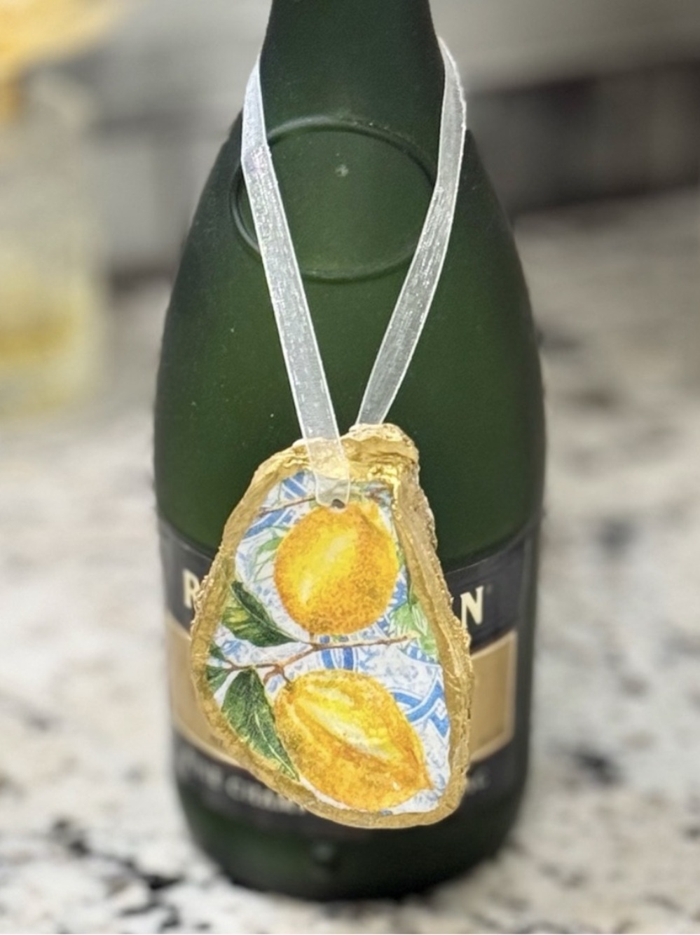 Hand Crafted Lemon Oyster Shell Ornament